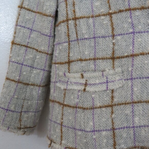 Isabel Marant Etoile size 40 Lyra Grid Plaid Jacket Wool Blend One Button Gray - Picture 5 of 9